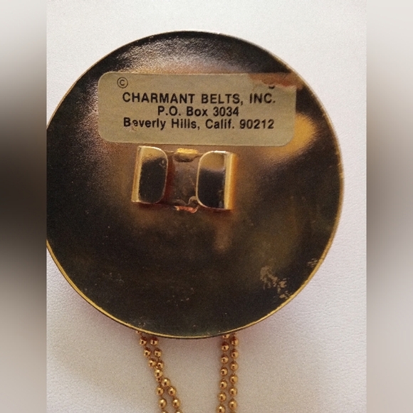 1980s Designer Charmant Belts Inc Beverly Hills Rhinestone Cabochon Belt Buckle - Picture 2 of 6